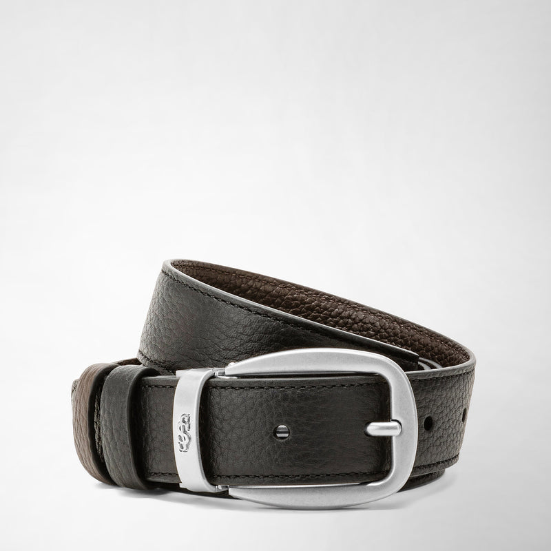 Serapian Cintura reversibile in pelle cachemire nero-espresso Sconti VIP