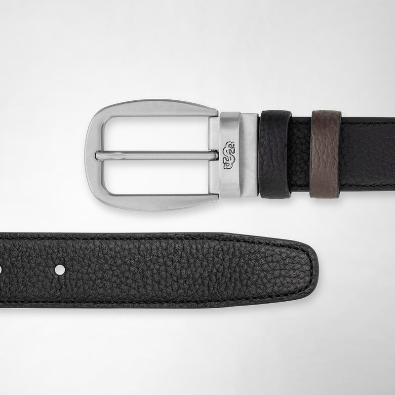 Serapian Cintura reversibile in pelle cachemire nero-espresso Sconti VIP