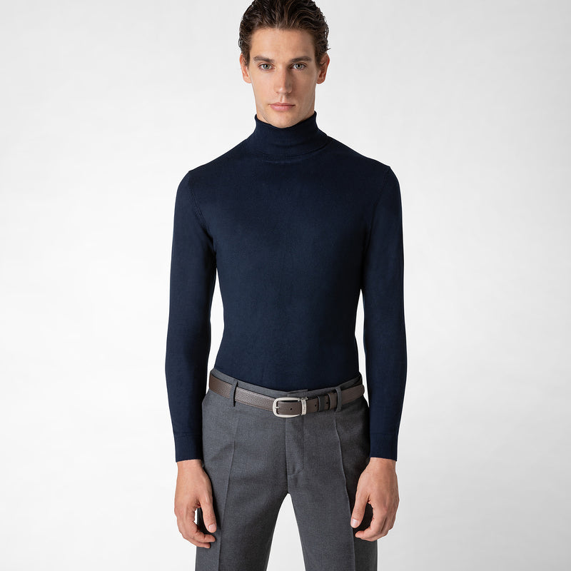 Serapian Cintura reversibile in pelle cachemire nero-espresso Sconti VIP