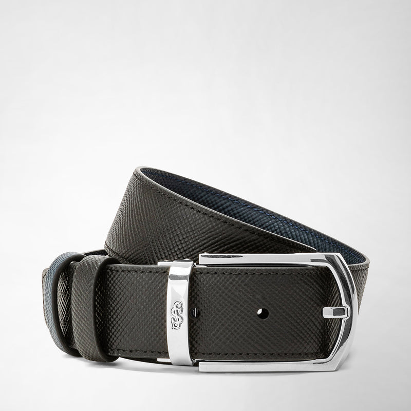 Serapian Cintura reversibile in pelle evoluzione nero-blu Super Saving Price