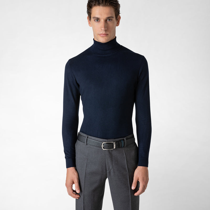 Serapian Cintura reversibile in pelle evoluzione nero-blu Super Saving Price