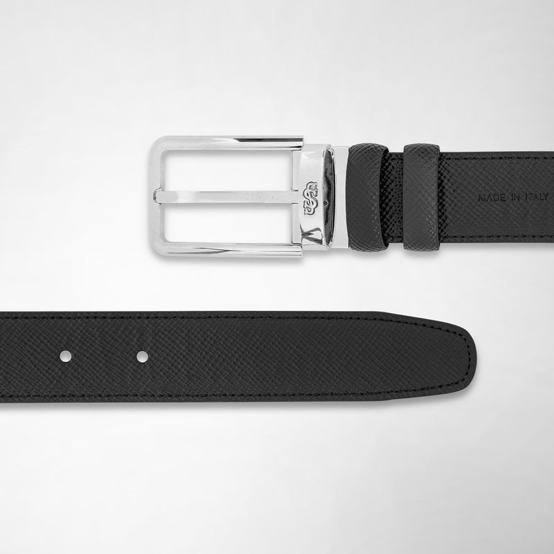 Serapian Reversible belt in evoluzione leather black navy blue Offerta settimanale