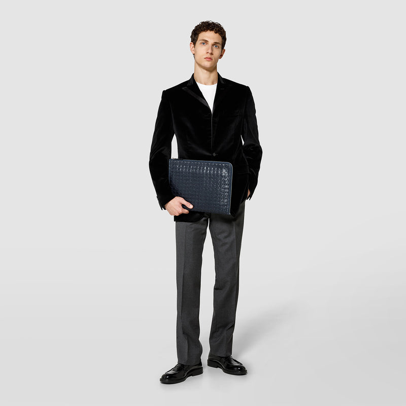 Serapian Compact document folio in mosaico navy blue ACQUISTA ORA