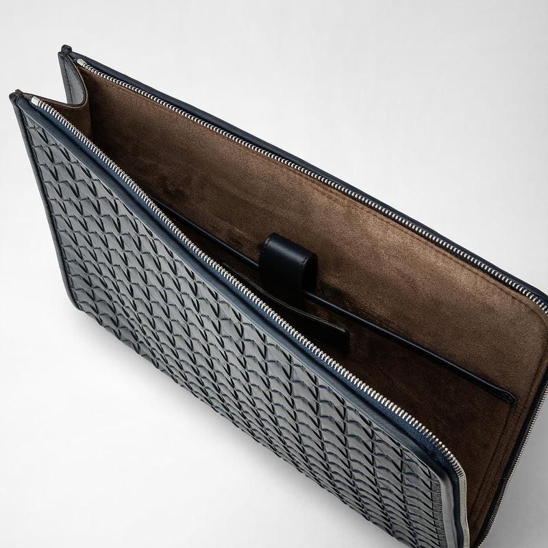 Serapian Compact document folio in mosaico navy blue ACQUISTA ORA