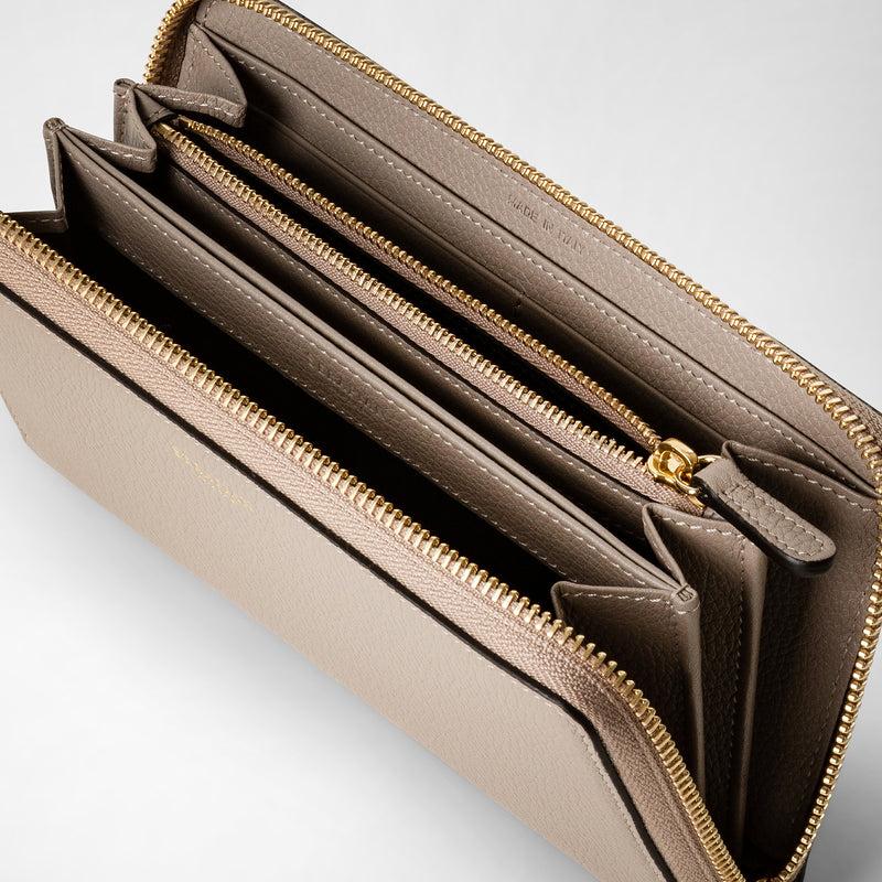 Serapian Portafoglio con zip in pelle rugiada sahara Fino al 65% di sconto