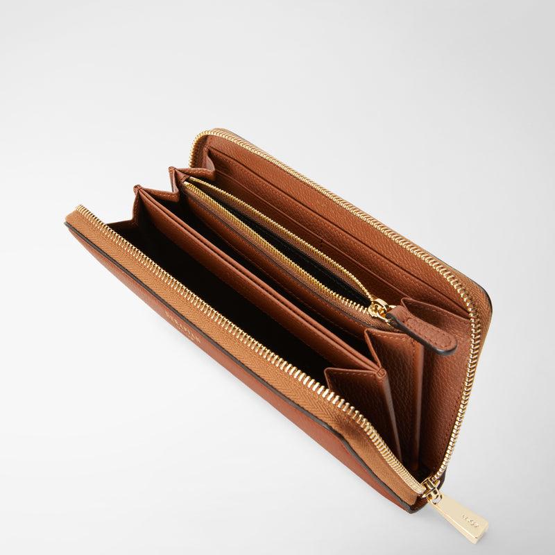 Serapian Portafoglio con zip in pelle rugiada cuoio Offerta speciale della fabbrica