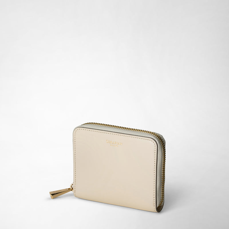 Serapian Small zip-around wallet in seta leather cream 50% di sconto con spedizione gratuita