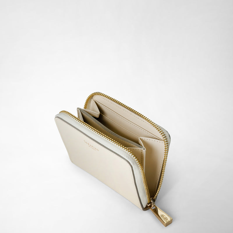 Serapian Small zip-around wallet in seta leather cream 50% di sconto con spedizione gratuita