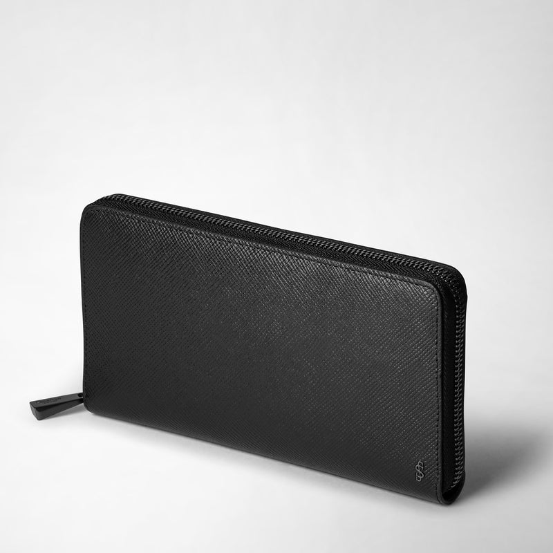 Serapian Zip-around wallet in evoluzione leather eclipse black In vendita