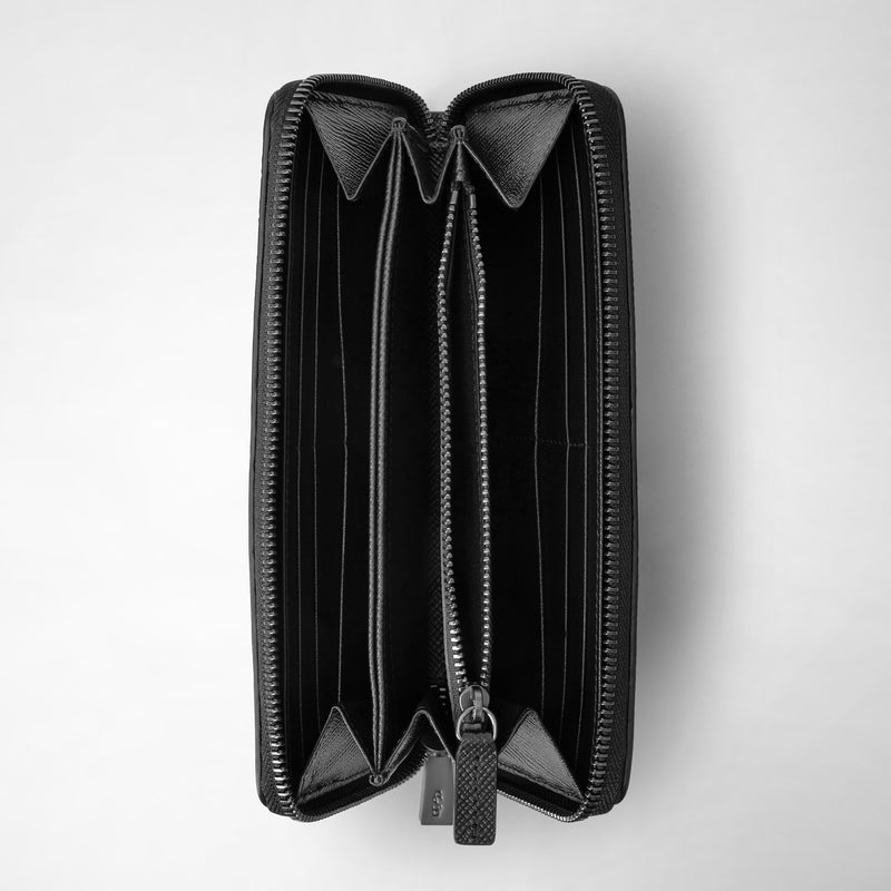 Serapian Zip-around wallet in evoluzione leather eclipse black In vendita