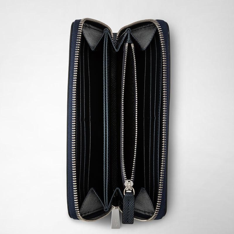 Serapian Zip-around wallet in evoluzione leather navy blue Duty-free