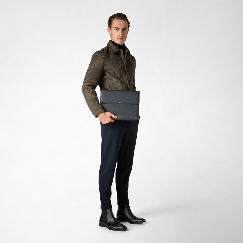 Serapian Portadocumenti con patta in pelle cachemire blu navy 50% di sconto per tempo limitato
