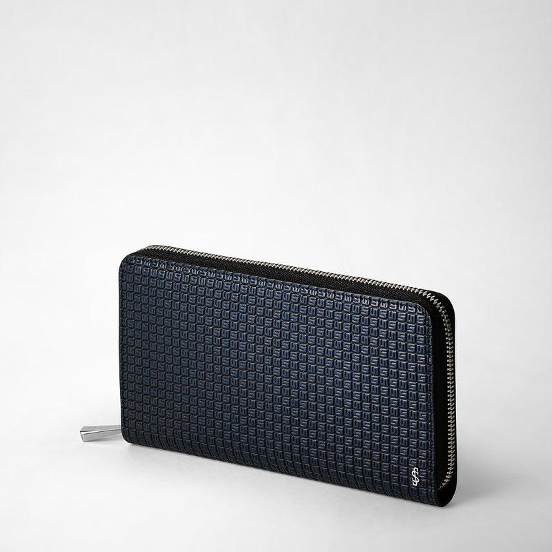 Serapian Portafoglio con zip in stepan blu oceano-nero Italia
