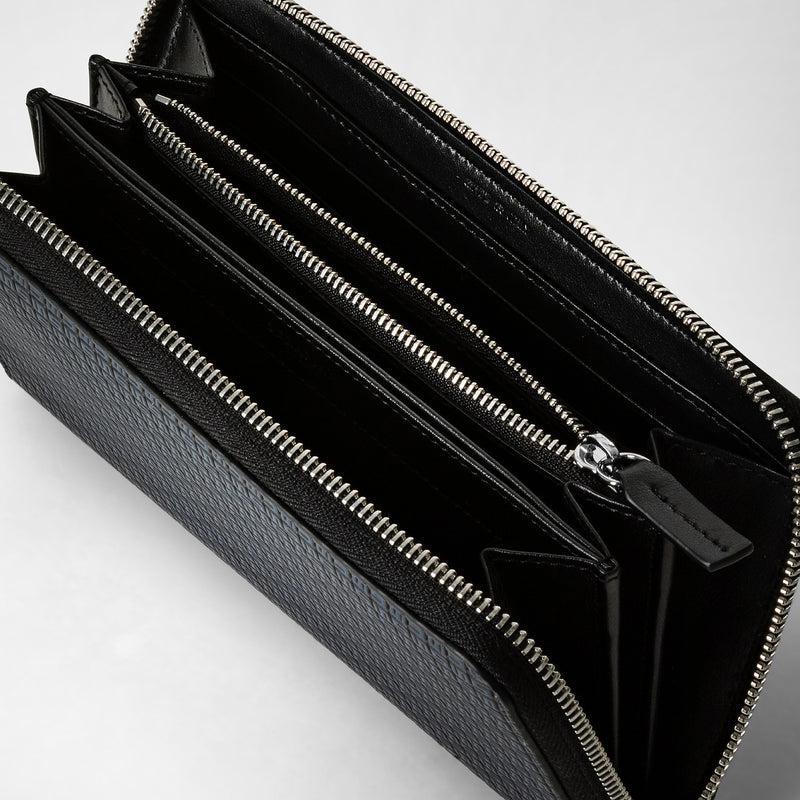 Serapian Portafoglio con zip in stepan blu oceano-nero Italia