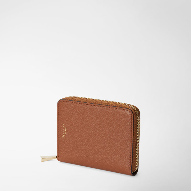 Serapian Portafoglio mini con zip in pelle rugiada cuoio Acquista Ora