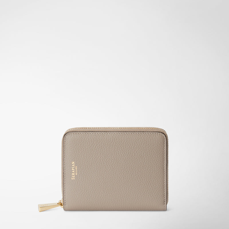 Serapian Portafoglio mini con zip in pelle rugiada sahara Consegna Veloce
