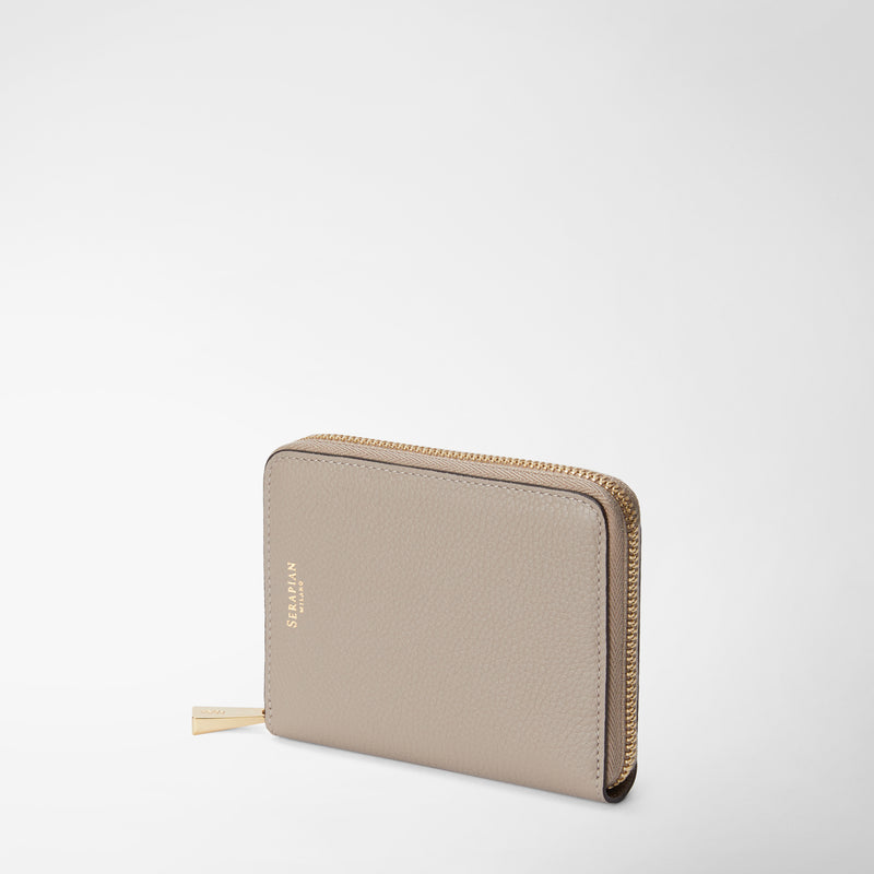 Serapian Portafoglio mini con zip in pelle rugiada sahara Consegna Veloce