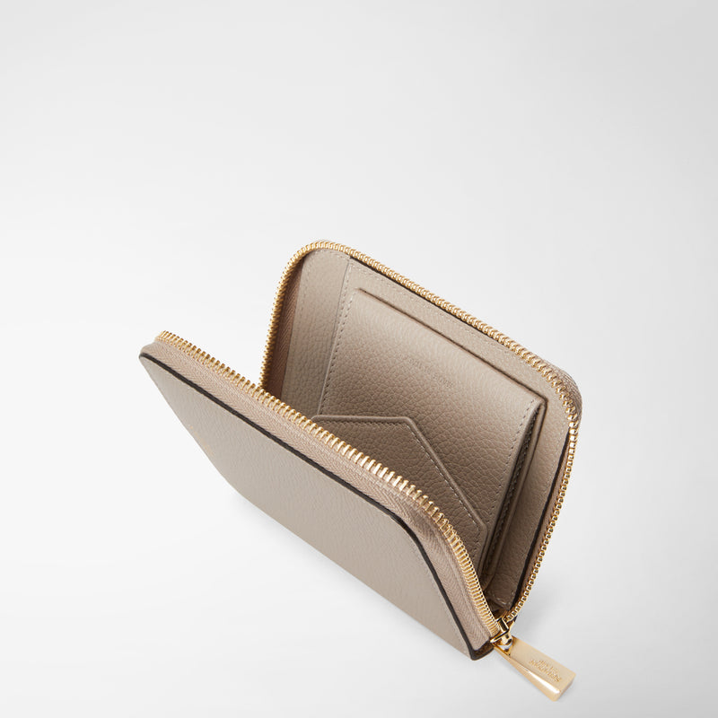 Serapian Portafoglio mini con zip in pelle rugiada sahara Consegna Veloce