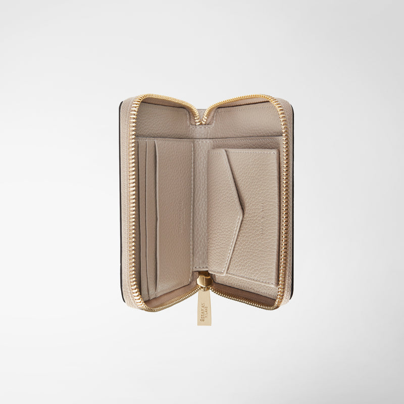 Serapian Portafoglio mini con zip in pelle rugiada sahara Consegna Veloce