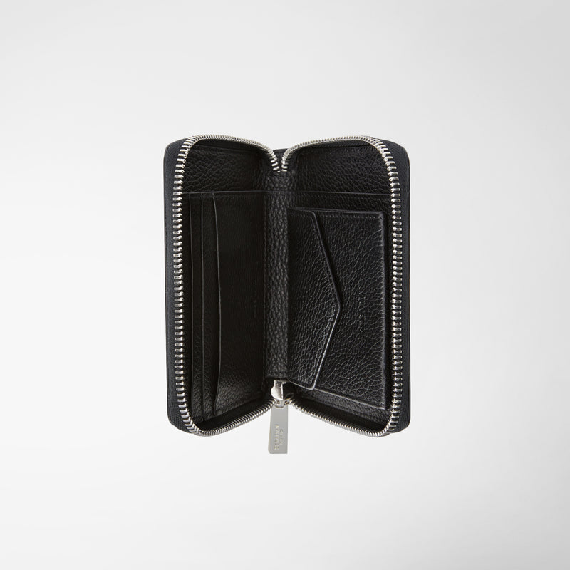 Serapian Portafoglio mini con zip in pelle rugiada nero Promozione Limitata