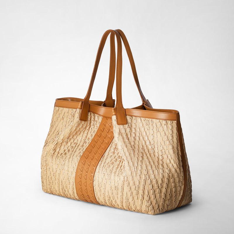Serapian TOTE BAG SECRET IN RAFIA E PELLE SETA Sottocosto