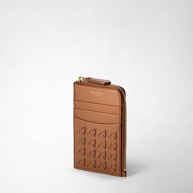 Serapian Zip card case in mosaico tan Novità