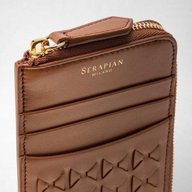 Serapian Zip card case in mosaico tan Novità