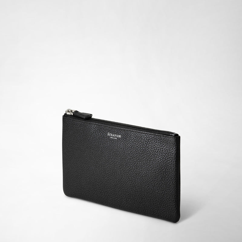 Serapian Pouch with zip in cachemire leather black Outlet