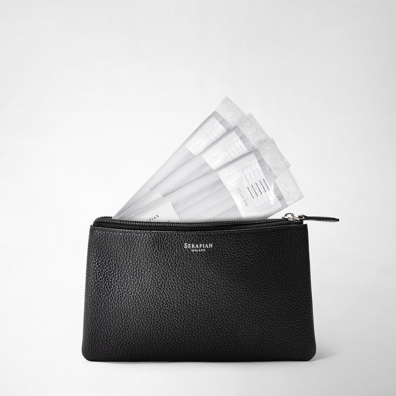 Serapian Pouch with zip in cachemire leather black Outlet
