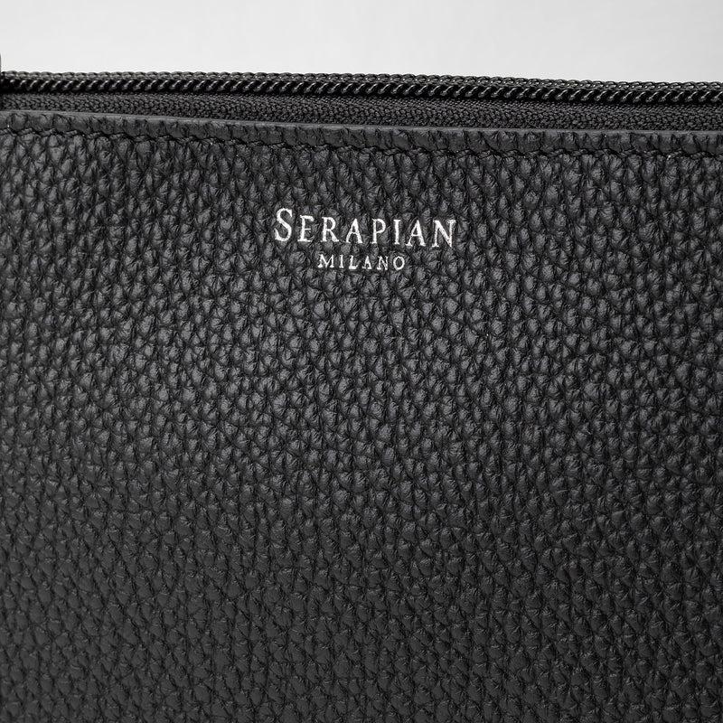 Serapian Pouch with zip in cachemire leather black Outlet