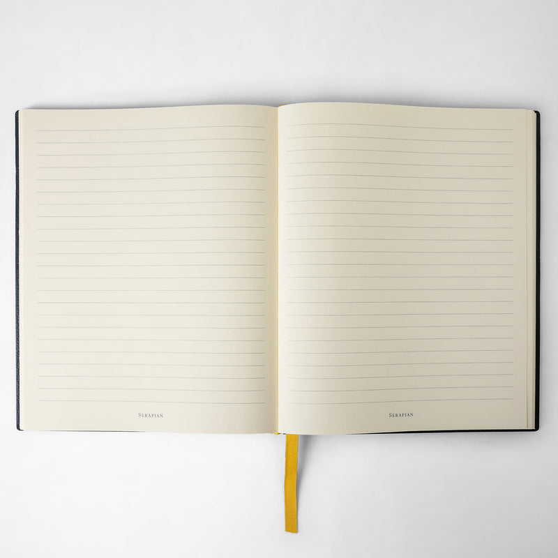 Serapian Large notebook in cachemire leather navy blue In Vendita