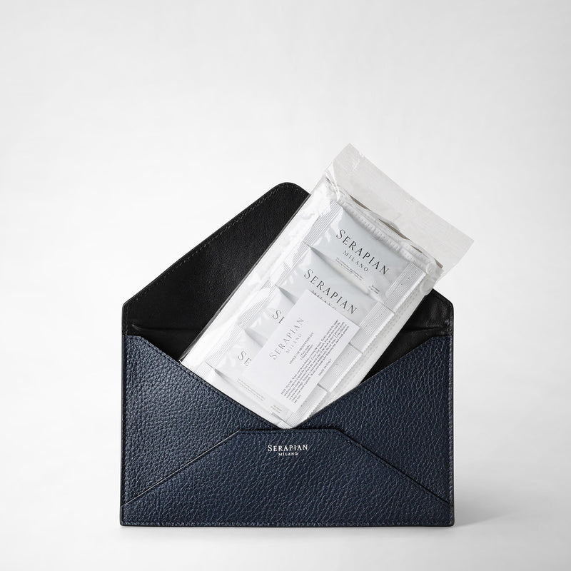 Serapian Pouch in cachemire leather navy blue In Saldo