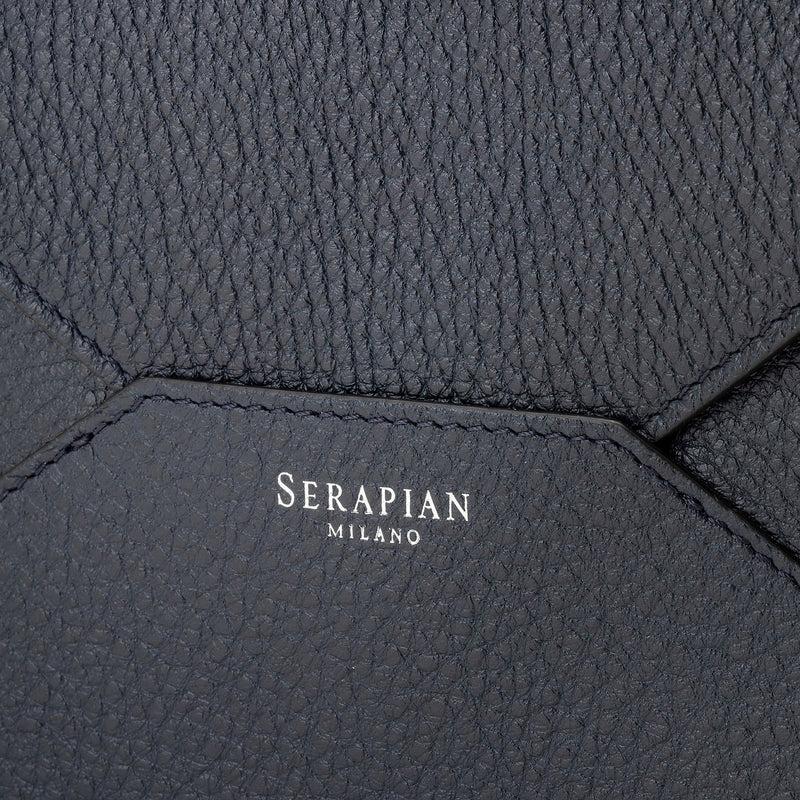 Serapian Pouch in cachemire leather navy blue In Saldo