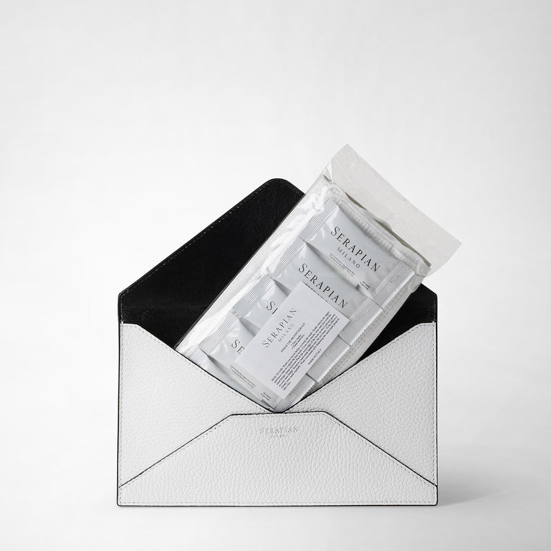 Serapian Pouch in cachemire leather white Nuova
