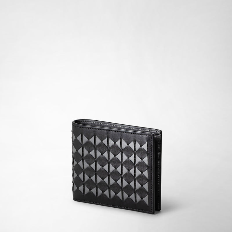 Serapian 8-card billfold in mosaico black and asphalt gray Sconto di tempo limitato