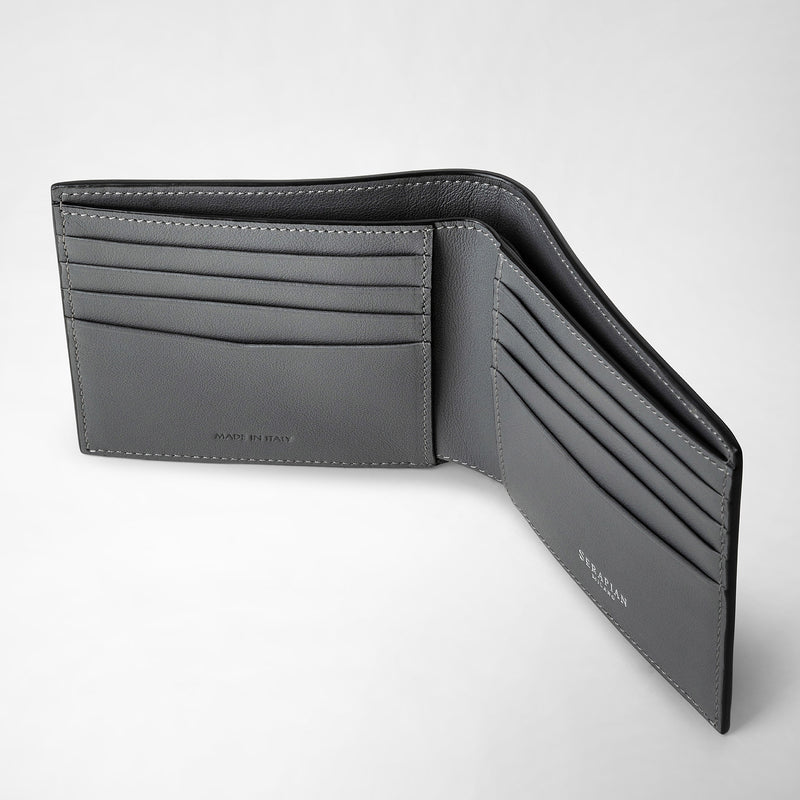 Serapian 8-card billfold in mosaico black and asphalt gray Sconto di tempo limitato