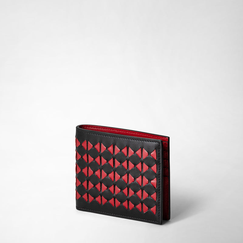 Serapian 8-card billfold in mosaico black and amaranth Negozio online di fabbrica