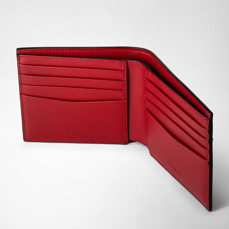 Serapian 8-card billfold in mosaico black and amaranth Negozio online di fabbrica