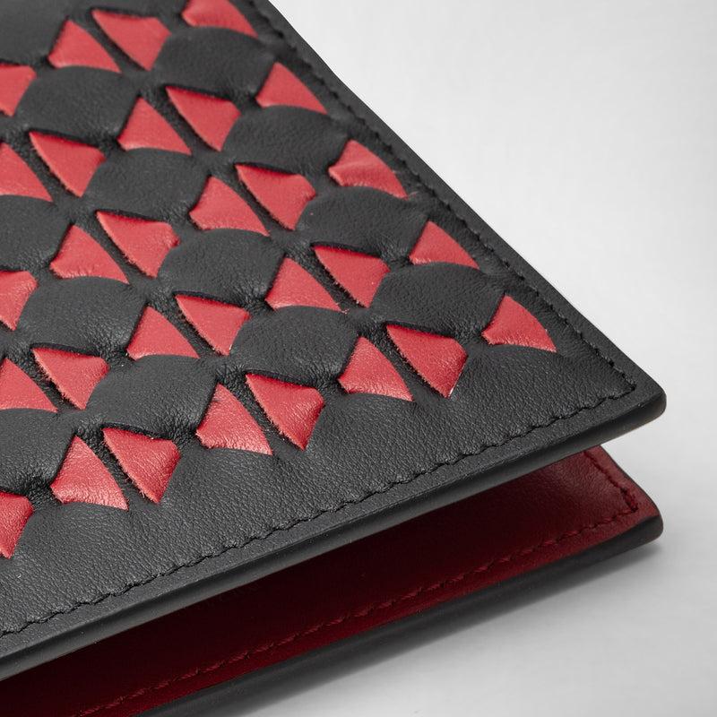 Serapian 8-card billfold in mosaico black and amaranth Negozio online di fabbrica