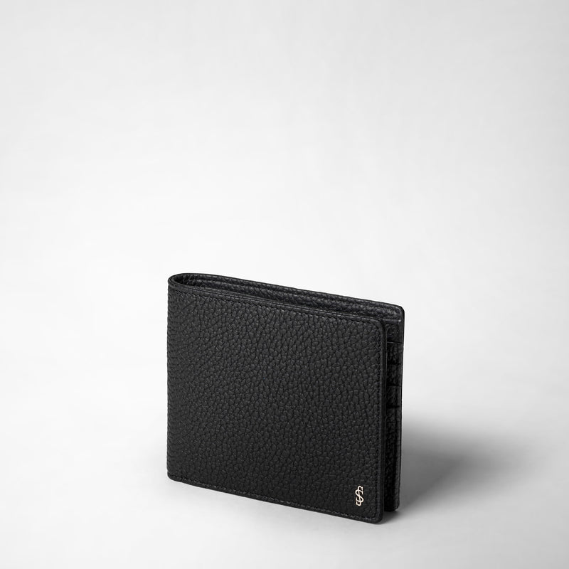 Serapian Portafoglio per 8 carte in pelle cachemire nero Offerta speciale