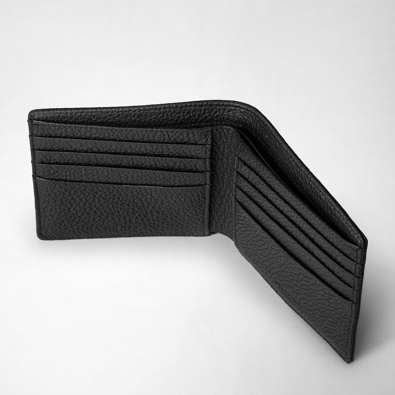 Serapian Portafoglio per 8 carte in pelle cachemire nero Offerta speciale