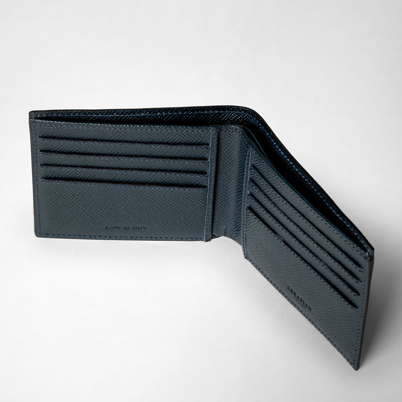 Serapian Portafoglio 8 carte pelle evoluzione blu navy Fornitura limitata