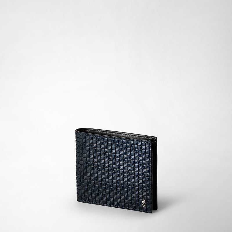 Serapian Portafoglio per 8 carte in stepan blu oceano-nero Offerta esclusiva