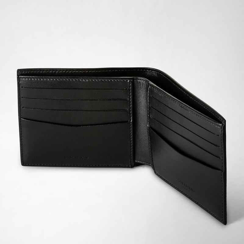 Serapian Portafoglio per 8 carte in stepan blu oceano-nero Offerta esclusiva