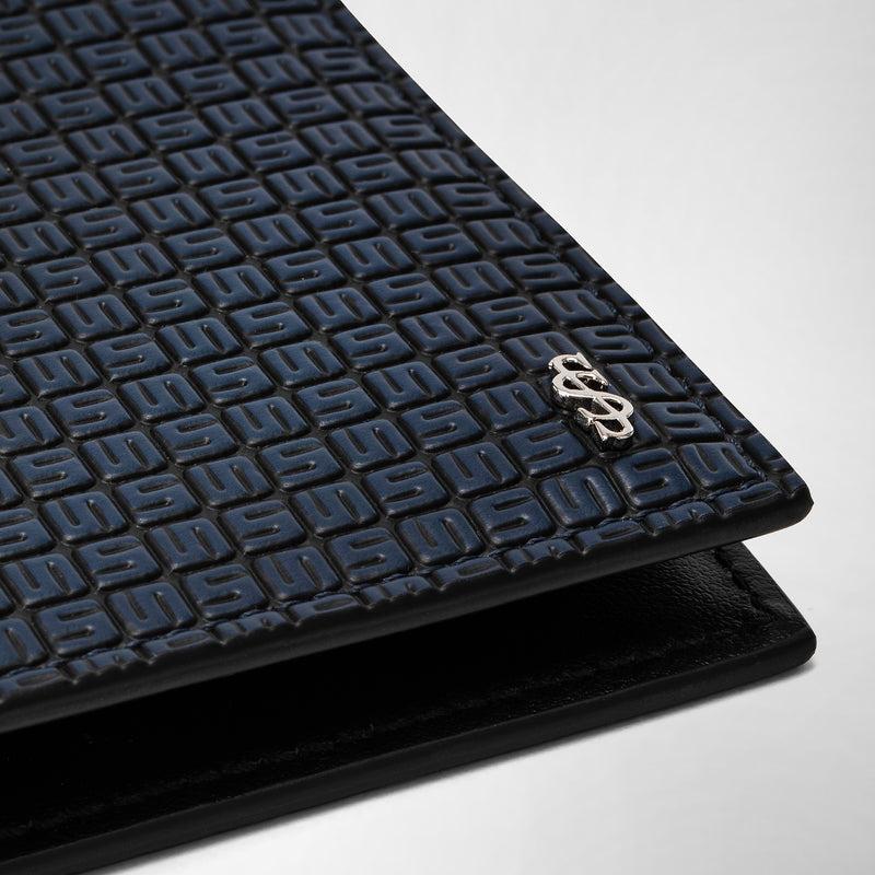 Serapian Portafoglio per 8 carte in stepan blu oceano-nero Offerta esclusiva