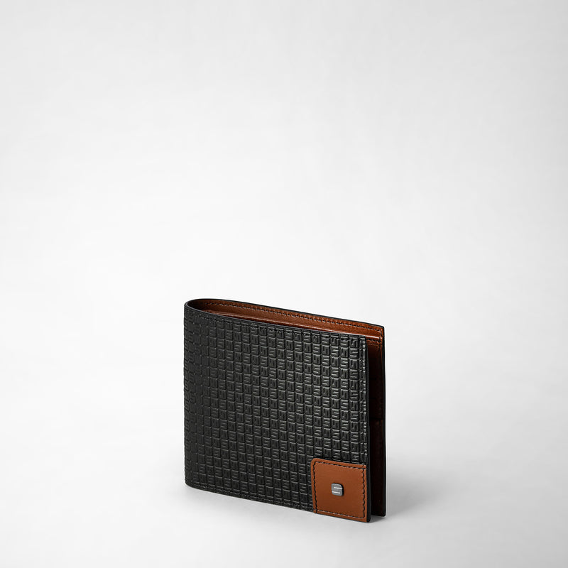 Serapian 8-card billfold wallet in stepan black cuoio Vendite stagionali