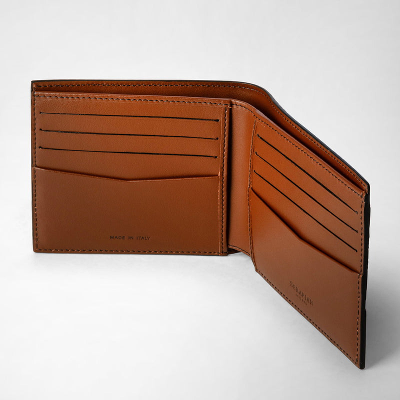 Serapian 8-card billfold wallet in stepan black cuoio Vendite stagionali