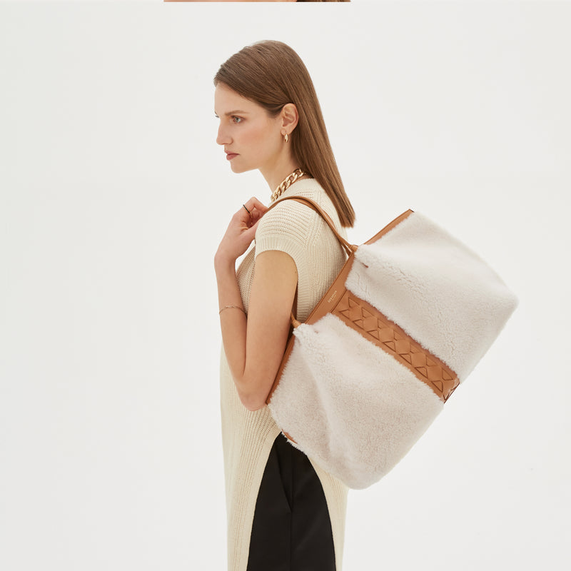 Serapian TOTE BAG SECRET IN SHEARLING Offerta temporanea