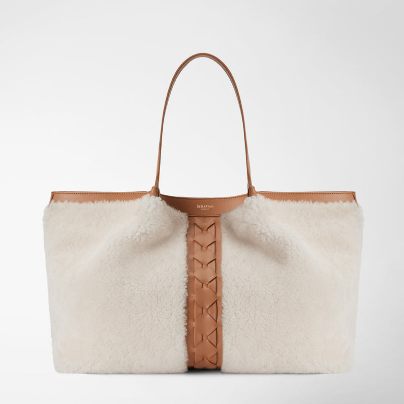 Serapian TOTE BAG SECRET IN SHEARLING Offerta temporanea