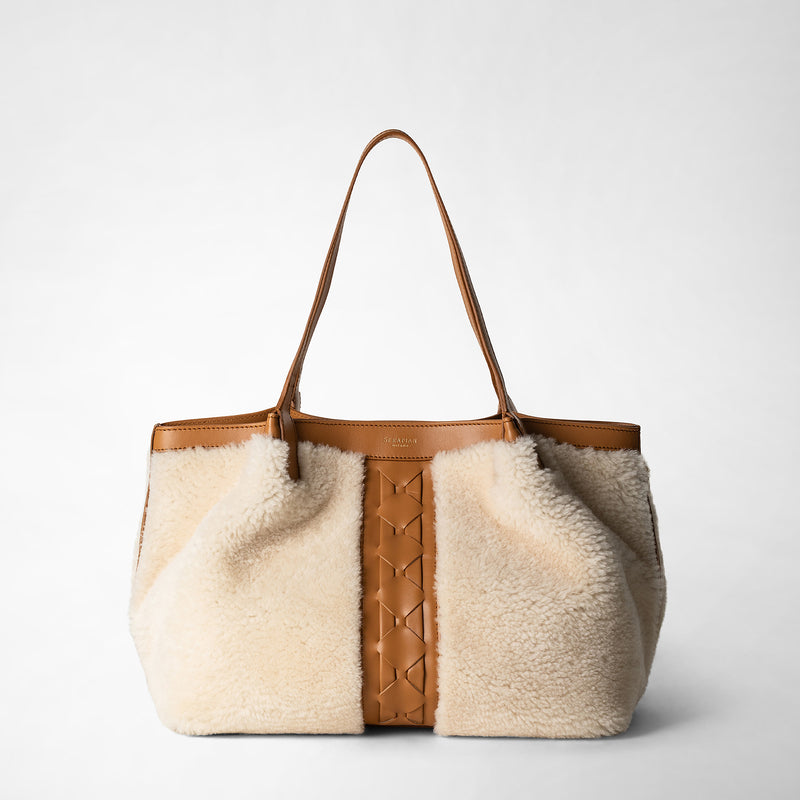 Serapian TOTE BAG SECRET PICCOLA IN SHEARLING Offerte esclusive